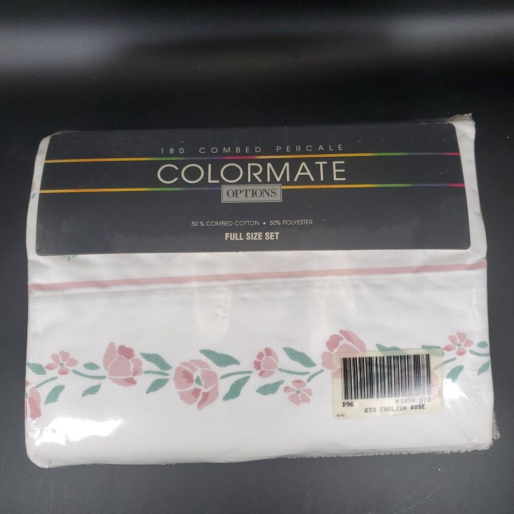 NOS Colormate Full Sheet Set English Rose Sears Roebuck Cottagecore